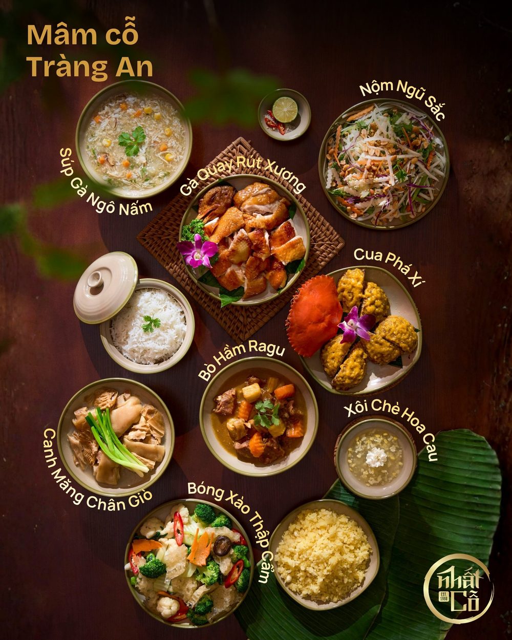 Mâm cỗ Tràng An tại nhà hàng Nhất Cỗ